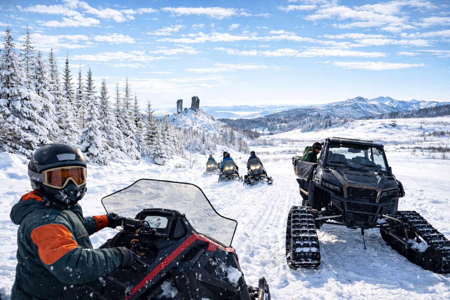 Rabbit Ears Adventures groomed trail snowmobile tour