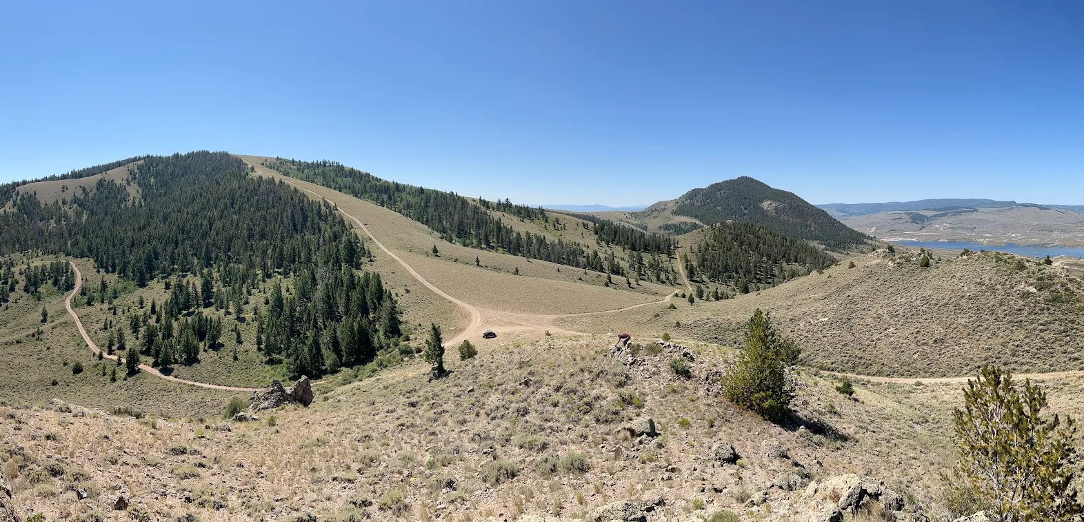 UTV riders on a scenic route near Wolford Mountain